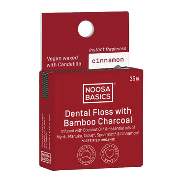 Noosa Basics Dental Floss with Bamboo Charcoal - Cinnamon 35m